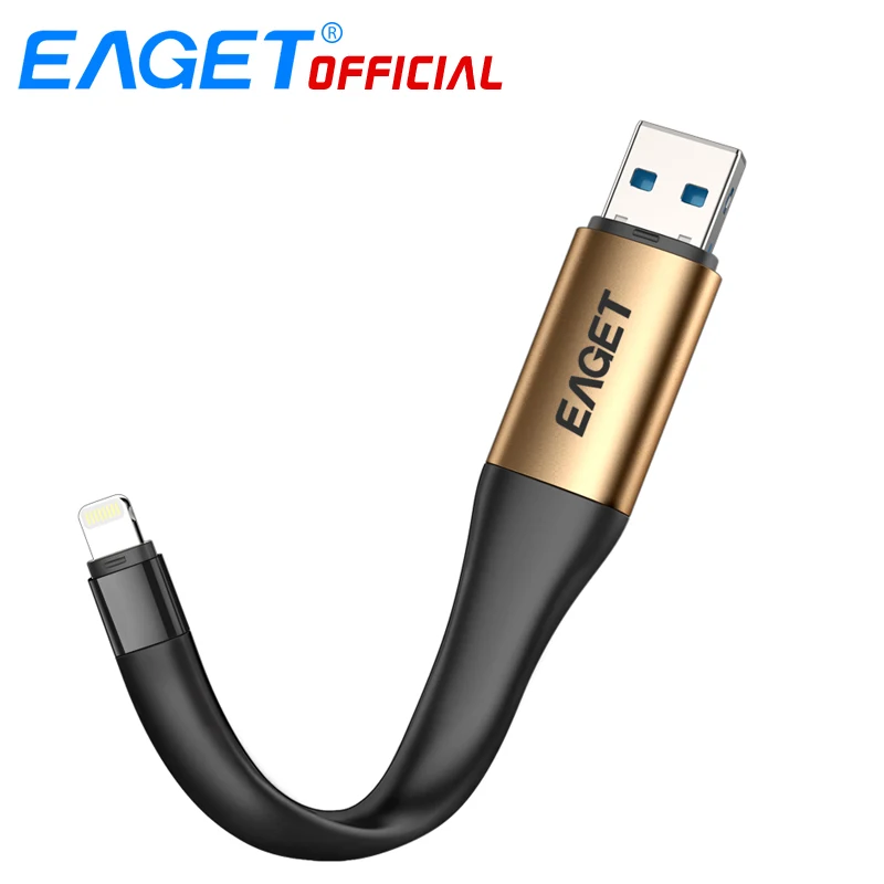 - EAGET I90 USB Flash Drive USB 30 64GB 128GB 2 In 1 MFI Certified OTG Pen Drive Charge Memory Stick For Lightning For IPhone