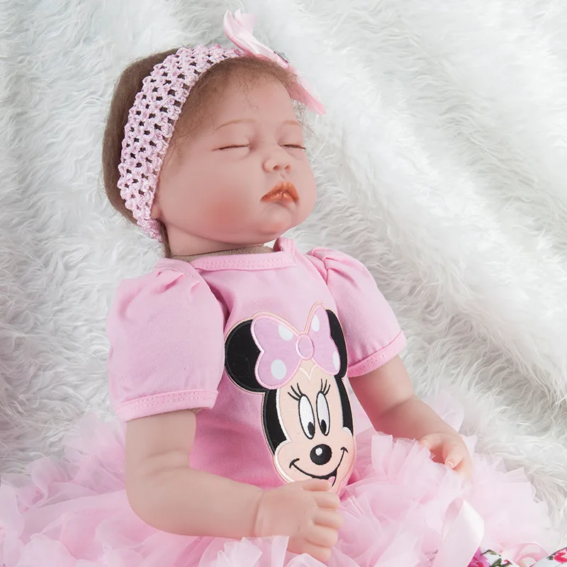 55 см Моделирование Reborn Baby розовый силиконовая Возрожденный ребёнок куклы моделирования мягкие детские Reborn Baby Doll эмулирова «большие глаза»