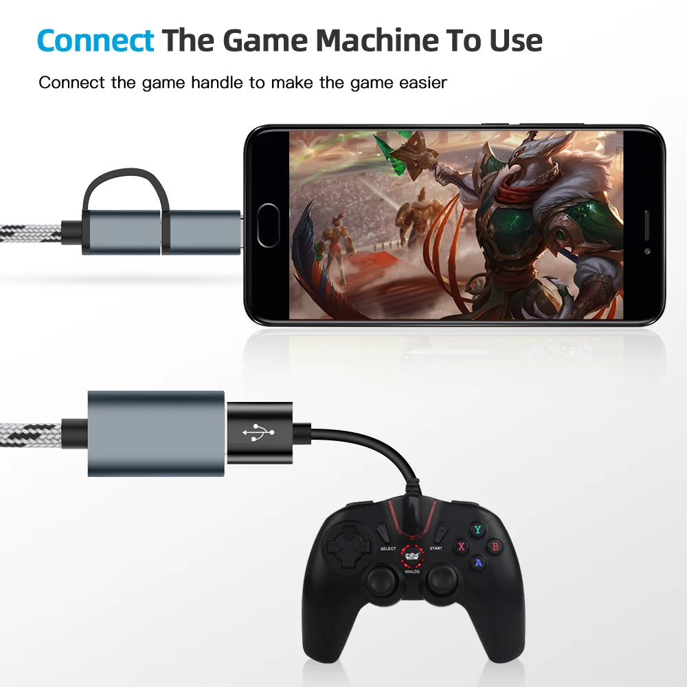 2 в 1 USB 3,0 OTG Кабель-адаптер для samsung с нейлоновой оплеткой Micro usb type C адаптер синхронизации данных для huawei Xiaomi для type-C OTG