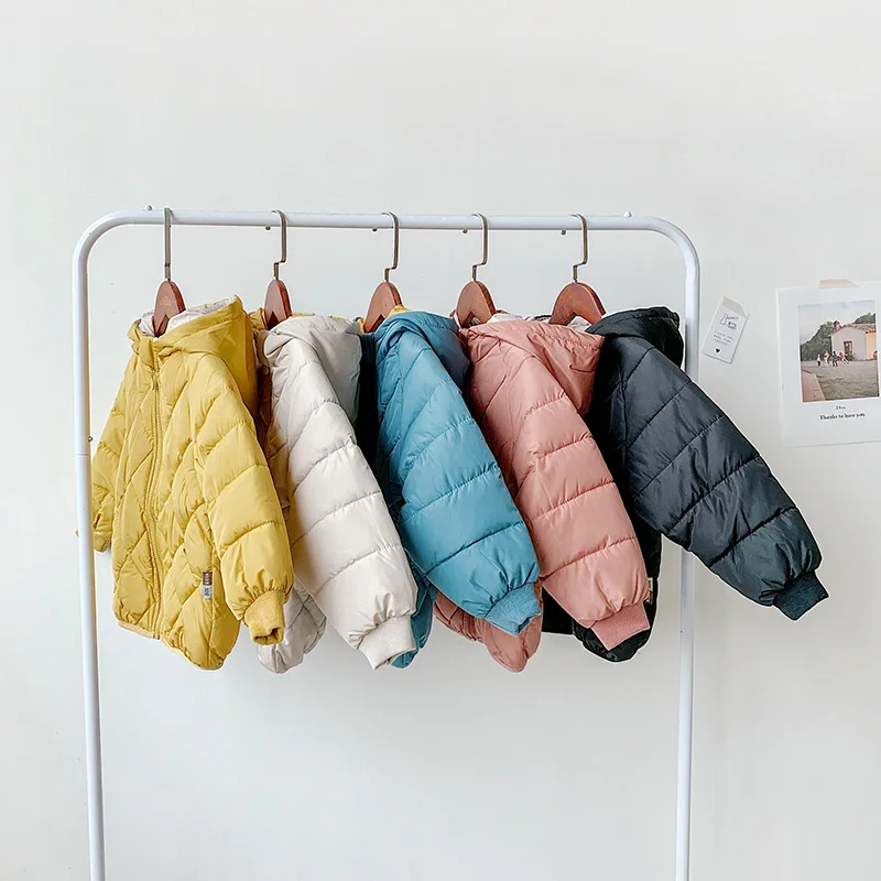 

2019 winter kids jacket solid boys parkas hooded girls thicken jacket active coat for boys