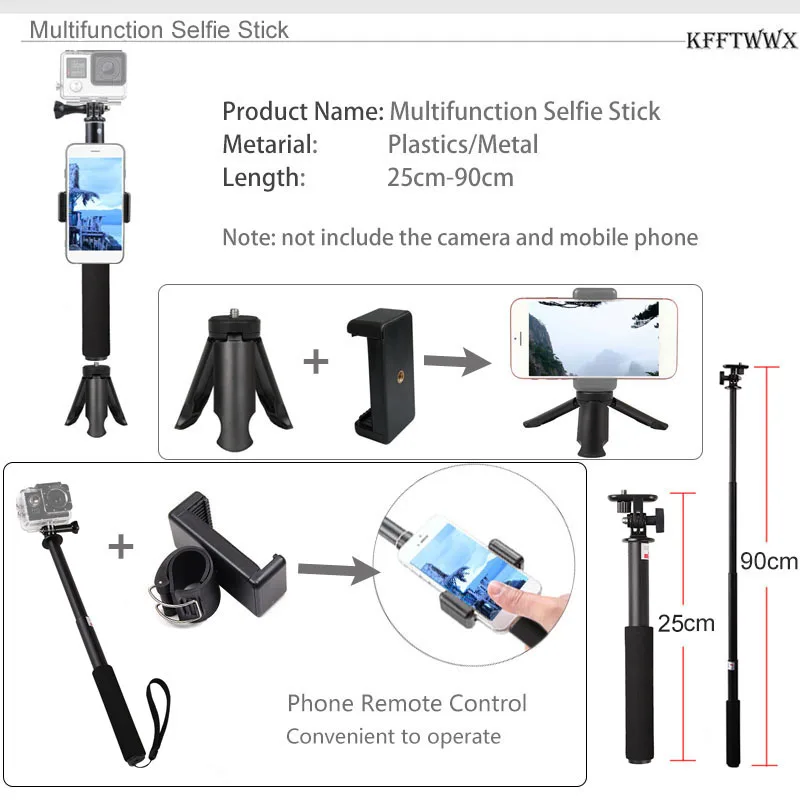 KFFTWWX Zubehör-Set für Gopro Hero 13 12 11 10 9, Schwarz 8 7 6 Stativhalterung für SJCAM SJ4000 Yi DBPOWER AKASO EKEN Osmo Action – Detail 4