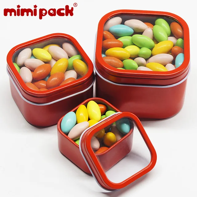 Mimipack квадратные жестяные коробки с прозрачным окном сахар шоколад коллекция