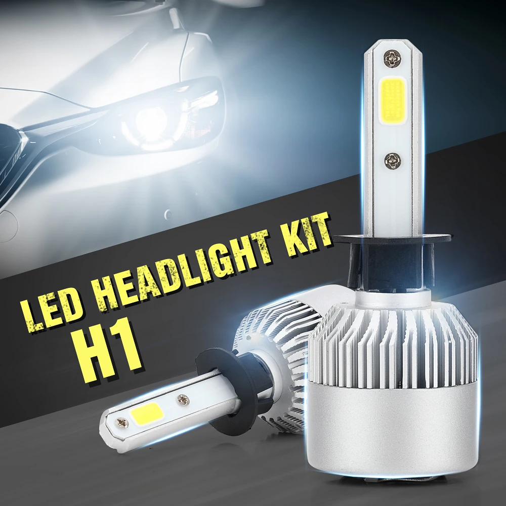 

2 pcs LED Chip COB Car LED Headlight H1 Bulbs S2 12W 80W 8000LM 6000K White Headlight Lamp Led light