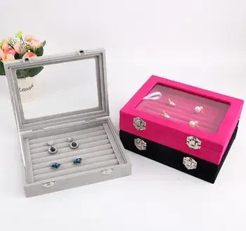 

20PCS Cufflinks Box 20*15*4.5cm 24 Capacity Gift Box Cuff Links/Ring/Earring Display Carrying Case Organizer Transparent Cover