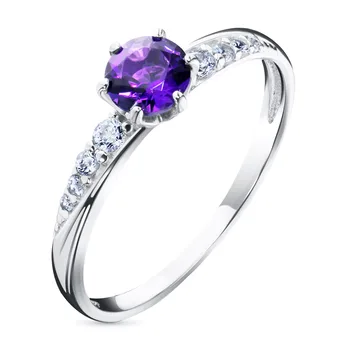 

Silver ring with amethyst and cubic zirconia 103416-001-0019