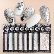 1pcs Embossed Mesh 3D Nail Stickers Lace Hollow Transfer Foils Bronzing Design Wraps Decal Manicure Colorful Decor Tips JI1540