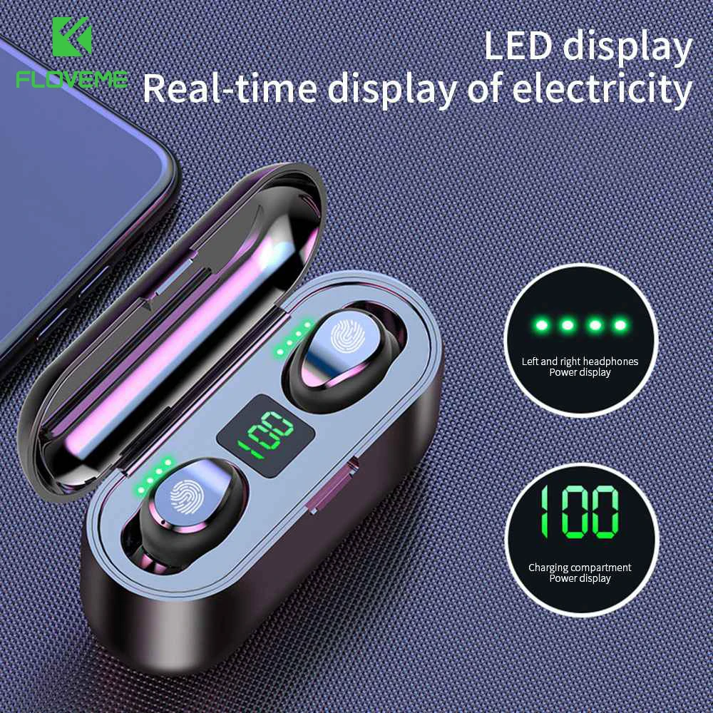 New F9 Wireless Headphones Bluetooth 5 0 Earphone TWS HIFI Mini In ear Sports Running Headset Support iOS Android Phones HD Call