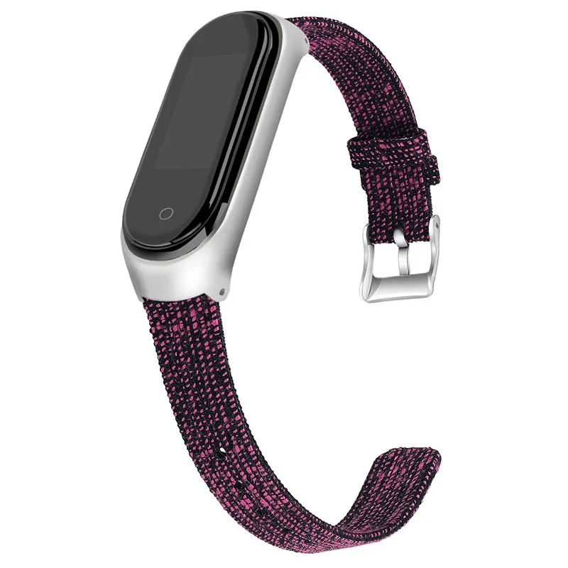 Аксессуары для mi band 4, браслет pulseira mi band 4, 3, ремешок для смарт-часов, сменный нейлоновый Браслет Для xiaomi band 4, браслет correa, ремешок - Цвет: Black purple