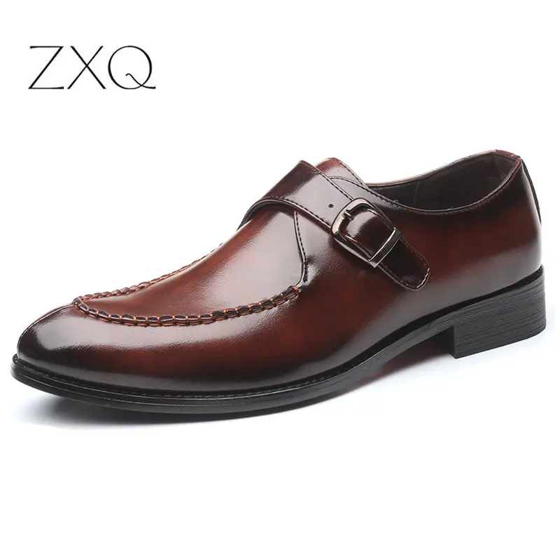 

Large Size 48 PU Leather Formal Shoes Men British Style Buckle Black Brown Color Man Casual Shoes Pointed Toe Footwear