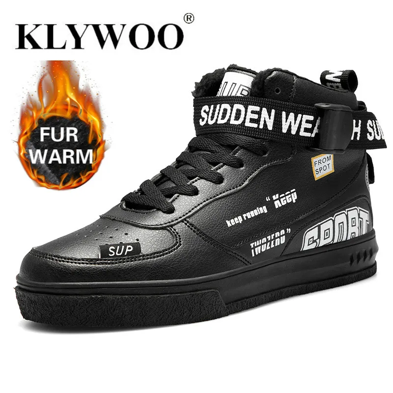 Men Shoes Winter New Arrival High Top Plush Fur Warm Sneakers for Comfortable Leisure Soft Hard-wearing Ankle Boots KLYWOO | Обувь