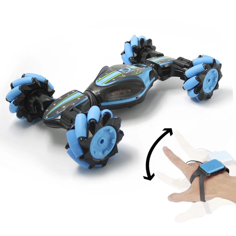 Радиоуправляемый трюковый автомобиль внедорожный автомобиль 2,4 ГГц 4WD RC деформируемый вездеход двусторонний автомобиль с датчиком жестов часы огни Музыка Детские игрушки