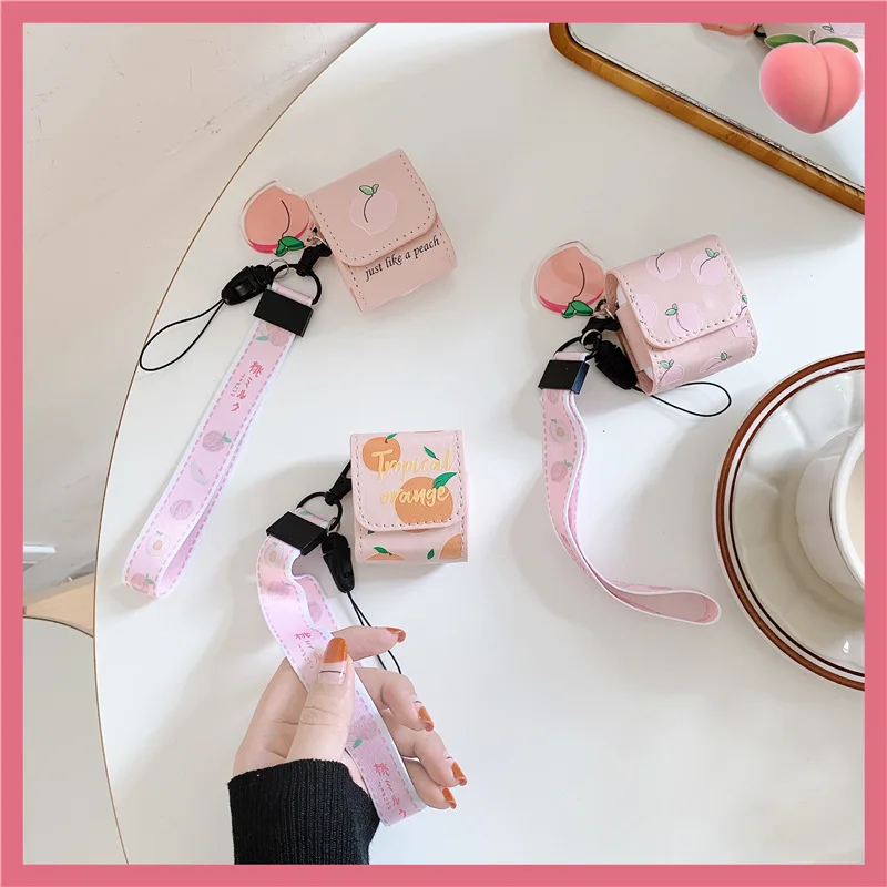 

Super Hot Peach Leather Case For Airpods Earphone Case Bluetooth Wireless Protective Cover For Apple AirPods Charging Box case