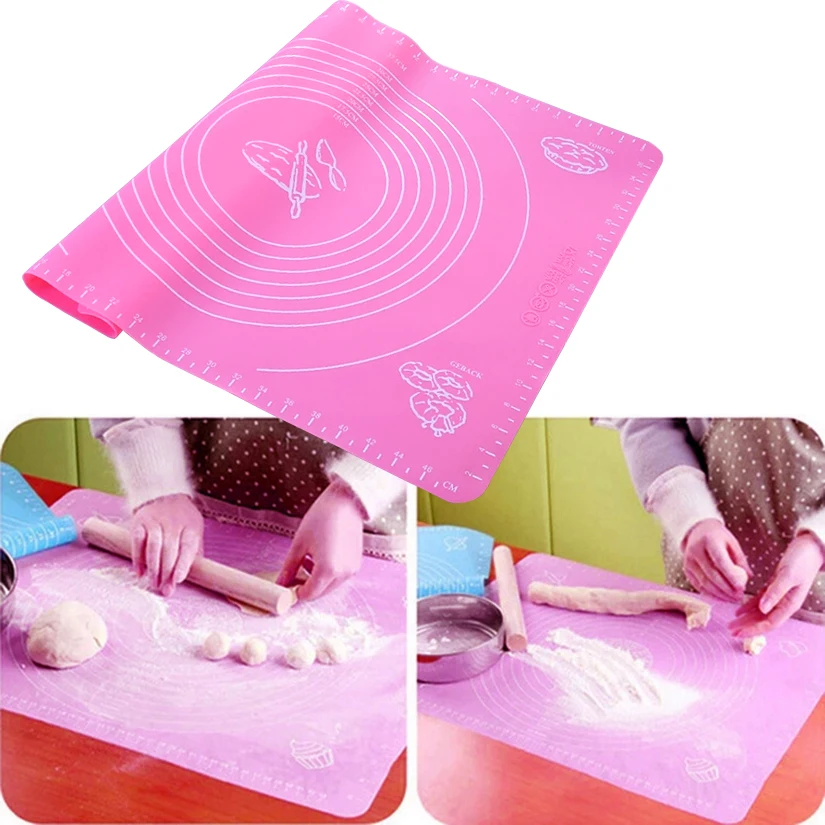 

50*40cm Silicone Mat Non-Stick Baking Tools Cake Dough Fondant Rolling Kneading Mat Scale Table Grill Pad