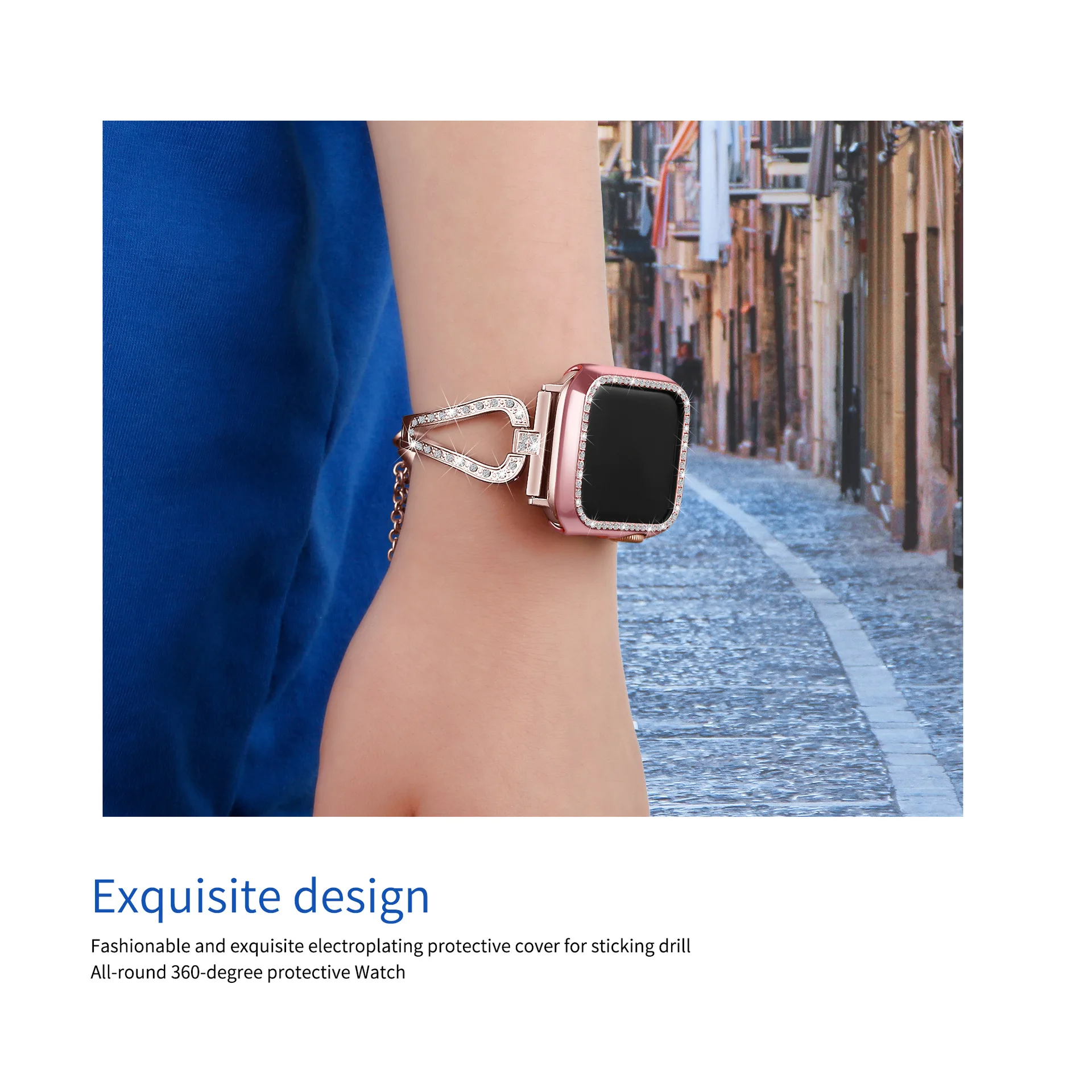 Алмазный чехол для Apple Watch Series 4 5 40 мм/44 мм защитный iWatch из поликарбоната 38 мм/42