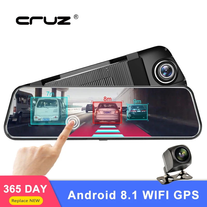 CRUZ 4G видеокамера на ОС андроид для автомобиля 1" поток зеркало заднего вида FHD 1080P ADAS видеорегистратор видео регистратор Авто регистратор Dashcam gps