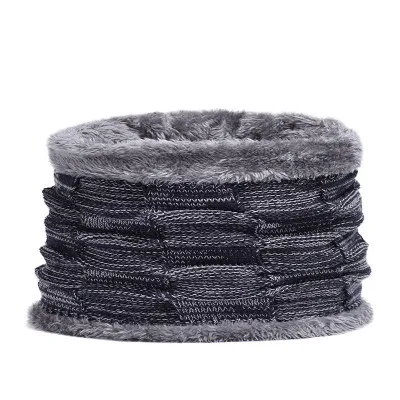 navy scarf Зимние теплые мужские наборы шарф шапка вязаные шерстяные шапочки мужские хип-хоп Шапка-тюрбан вязаные шапки толстые теплые шапки для женщин gorros bone - Цвет: navy scarf