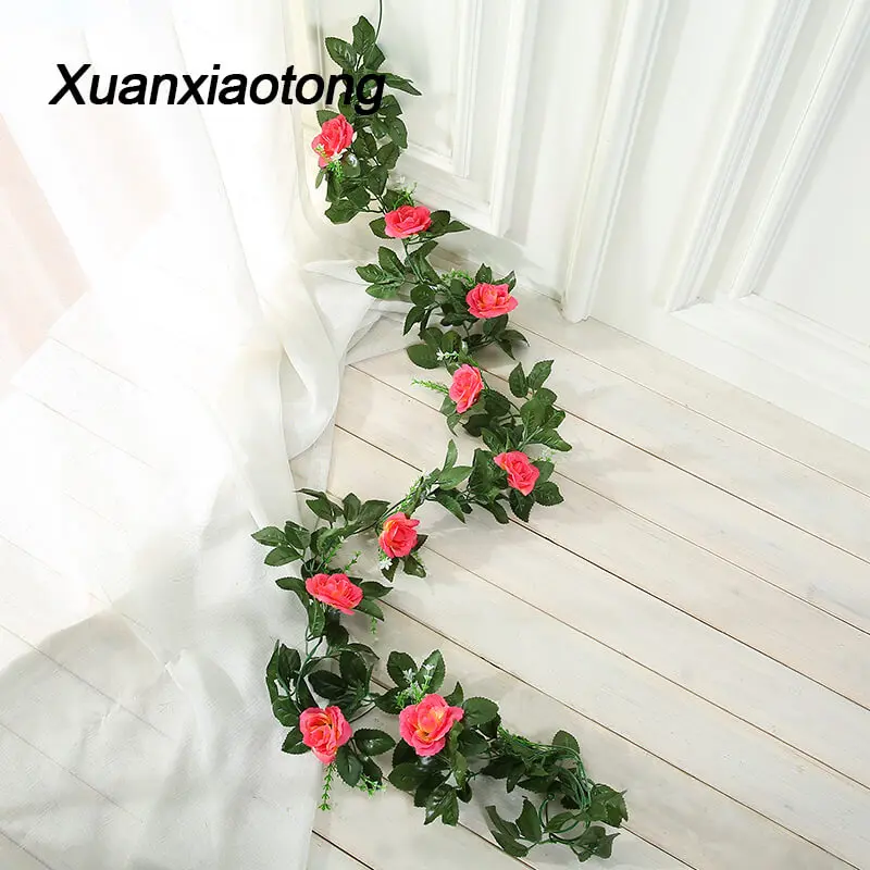 210 см 10 голова Роза искусственная Цветочная лоза свадебный фон Настенный декор