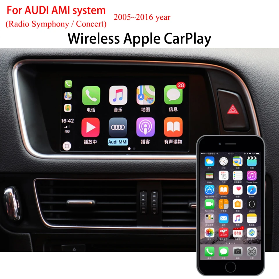 Apple Carplay Wireless Per Audi A4 A5 Q5 Senza Mmi Sinfonia/Concerto Radio 2009-2015 Supporto Iphone Carplay Android Auto