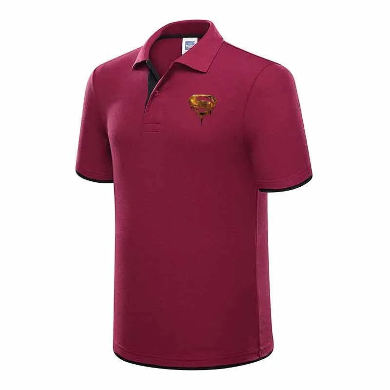 2019 New Golden American Superman Arrival Cotton Men Polo Shirt Tops Fashion Brand Plus Size Short Sleeve Black White Polo Shirt
