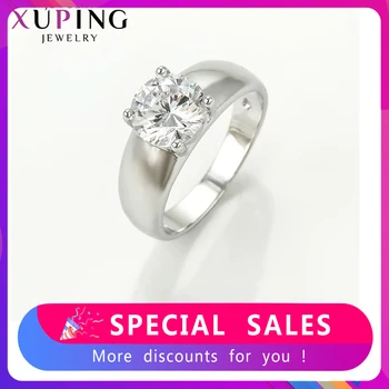

Xuping White Synthetic Cubic Zirconia Jewelry for Women Rhodium Color Plated Rings Fashion Engagement Gifts 10125
