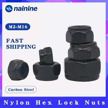 

DIN985 [M2-M12] Black Carbon Steel Nylon Self-locking Hex Nuts Locknut Slip Lock Nut B012