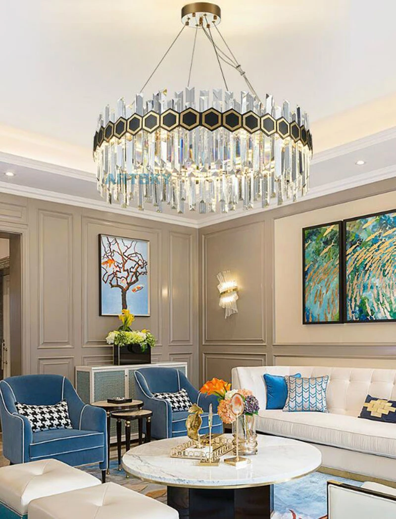 Modern Round Crystal Chandelier Lighting For Dining Room Bedroom LED Kitchen Light Luxury living room Chandeliers Fixtures