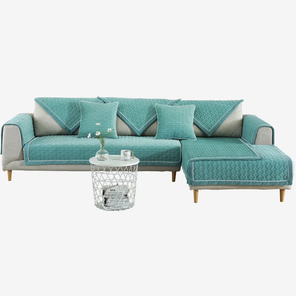 

Super Soft Crystal Velvet Quilted Sofa Cushion Winter Solid Color Plush Anti-slip European Style Sofa Cover Towel