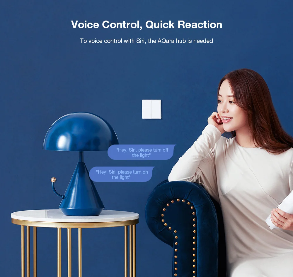 AQara QBKG21LM Wireless Smart Wall Switch 1-gang Design APP / Voice Control Over-heat Protection