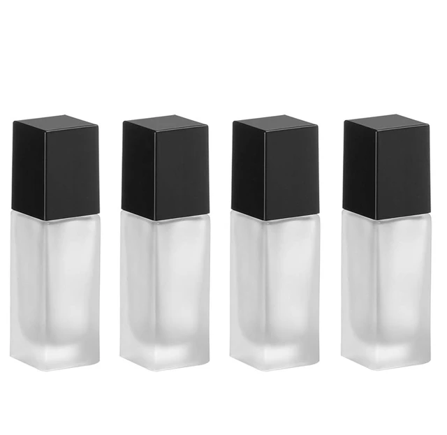 30ml Square Clear Glass Liquid Foundation Bottle with Black Plastic