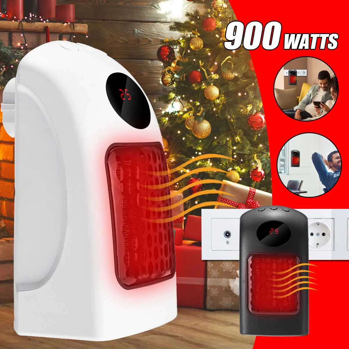 

110-250V 900W Digital Display Timing Temperature Control Environmental Protection Safety Mini Heaters European Regulations