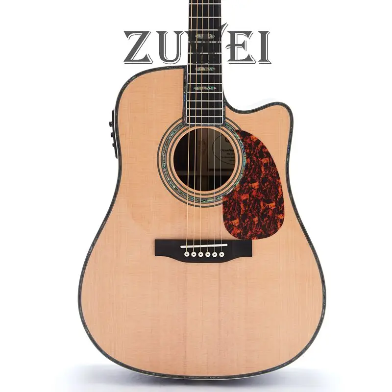 

Top Quality C Style 45E Acoustic Guitar Fishman Pickups Solid Spruce Top Grover Tuner Ebony