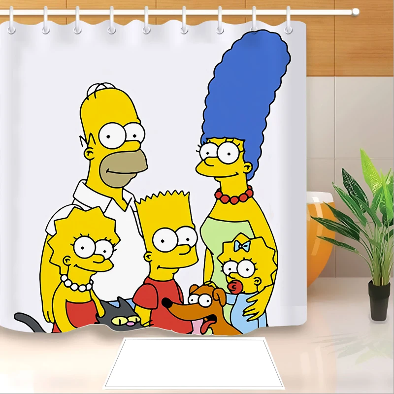 Details about   Anime Simpsons Family Shower Curtain Waterproof Bathroom Curtains with 12 Hooks 