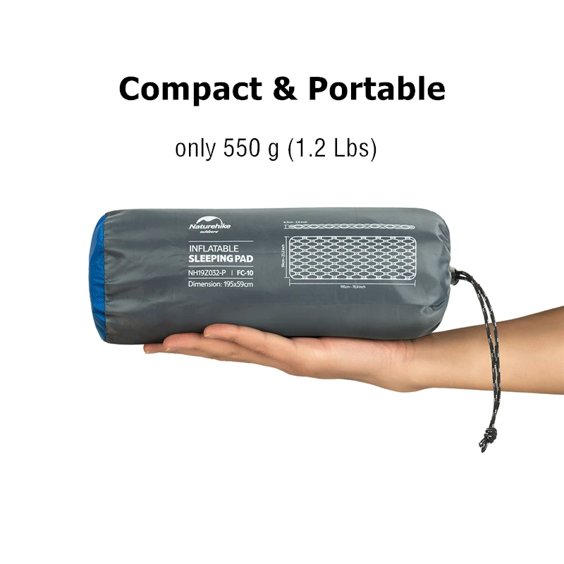 Naturehike Inflatable Mattress Ultralight Waterproof Compact Air Mat Single Sleeping Pad Travel Folding Bed Camping Mat