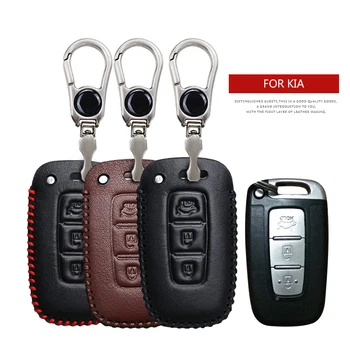 

Leather Car Smart Key Case Cover for Kia Sportage 3 4 Rio 3 4 5 Picanto Cerato Ceed Stinger Ceed Sorento Soul K5 Keyring Chain
