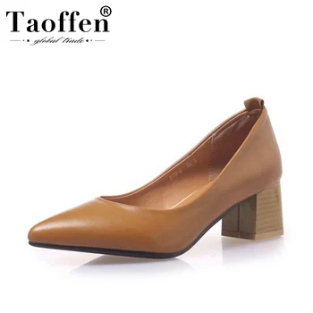 

Taoffen Pu Leather Plus Size 32-46 Ladies Pumps Pointed Toe Office Woman High Heel Shoes Female Party Spring Pumps Footwear