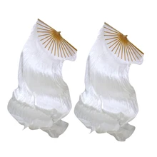 

2pcs Dance Fan, 1.8m Long Silk Fan Hand Made Veil Dance Fans