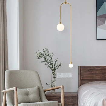 

Iron Line Glass Bubbles Chandelier Lighting Nordic Designer Gold Lustre Living Room Bedroom Dining Room Home Decor Light Fixture