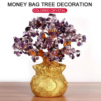 

Delicate Crystal Money Spinning Tree Ornament Purse Tree Ornament Hotel Crafts Gift Desktop Beautiful Celebration Business