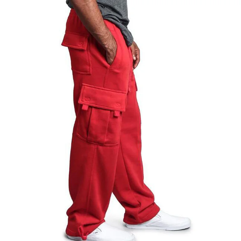Хип-хоп джоггеры спортивные штаны для мужчин Уличная одежда большой карман брюки Карго повседневные Прямые Свободные мешковатые брюки