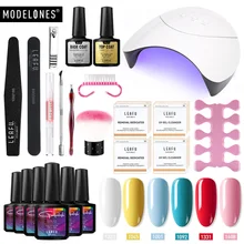 Modelones 20 шт./лот 36 Вт лампа для дизайна ногтей комплект инструментов для маникюра длительное базовое верхнее покрытие умный датчик Светодиодная лампа наборы лаков для ногтей