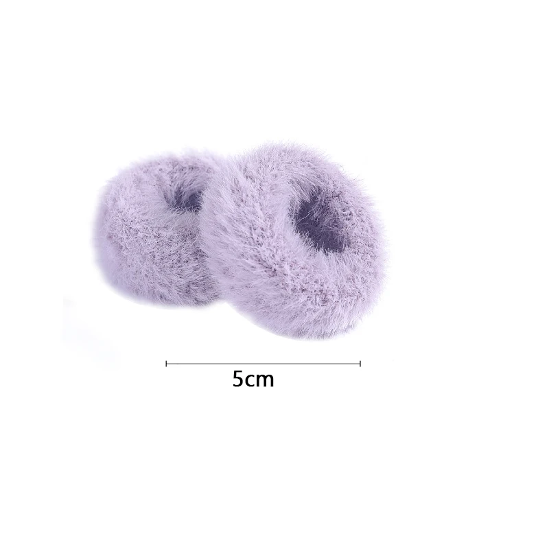 Fashion Girls Elastic Faux Rabbit Fur Scrunchie Hair Rope Mink Fur Ponytail Holder Elastic Plush Hair Ring Hair Accessories head scarf bandana