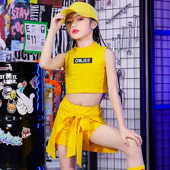 

2020 New Girls Cheerleaders Suit Jazz Dance Costumes Kids Hip Hop Clothing Catwalk Show Outfit Children Street Dancing Wear