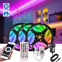 Luz de tira led bluetooth led ruban tv backlight led controle remoto luzes néon luminosas quarto festa de férias luzes decorativas