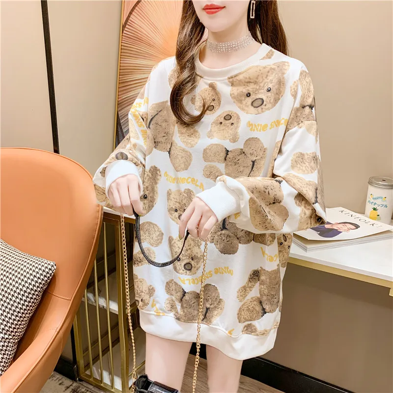 

New Long sleeve anime print t shirt women 2020 autumn winter korean style harajuku Tops casual Loose o-neck Full tshirts clothes