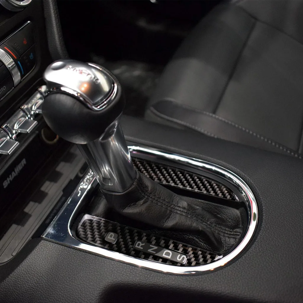

Carbon Fiber Car Interior Gear Shift Cover Trim Decal Stickers Fit for Ford Mustang 2015-2020