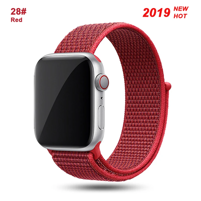 Нейлоновый ремешок для часов Apple Watch Series 4 5 3 2 1 мягкая дышащая Спортивная петля для iWatch 42 мм 44 мм 38 мм 40 мм браслет для часов - Цвет ремешка: 28
