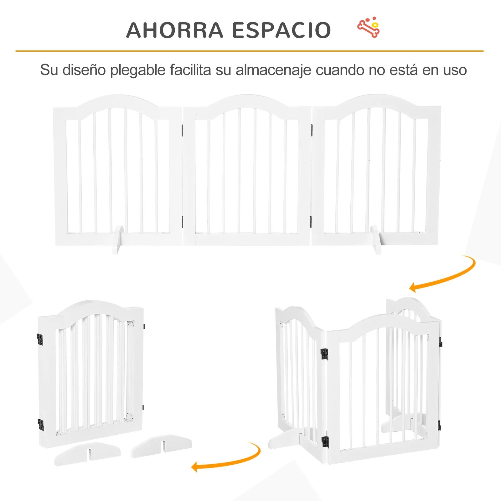 PawHut Barrera de Seguridad Plegable para Perros Pequeños Rejilla de  Protección de 3 Paneles con Patas 154,5x29,5x61 cm Blanco - AliExpress