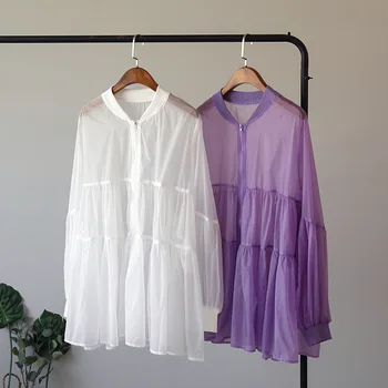 

High-end solid color big swing loose long-sleeved sun dress