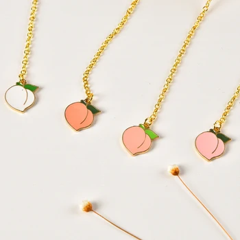 

1X Simple Peach Fruits Metal Chain Pendant Bookmark Marker of Page School Stationery