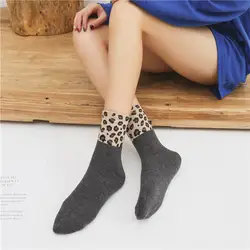 Лидер продаж, новые леопардовые Хлопковые женские носки Harajuku модные удобные осенне-зимние теплые леопардовые носки в полоску